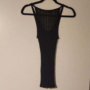 NWOT Zara Sheer Ribbed Black Medium Textured Tank Top